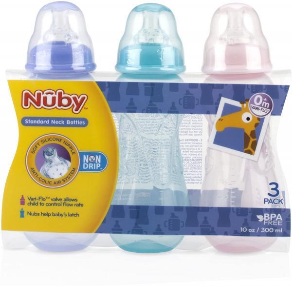 3 Pack Nuby 10oz Bottles Package