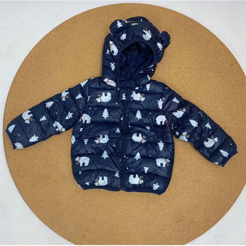 New Lightweight Dark Blue Polar Bear Print Coats Sizes 2-6 Lot K301